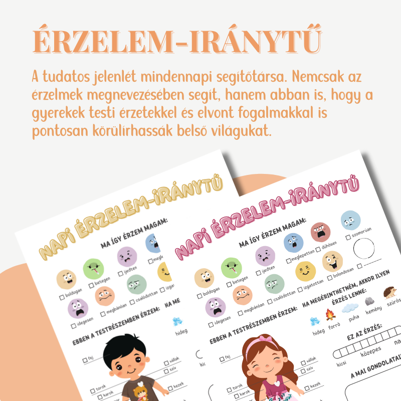 Napi érzelemjelentés feladatlap gyerekeknek (6–12 éveseknek) – érzelmi intelligencia fejlesztéséhez