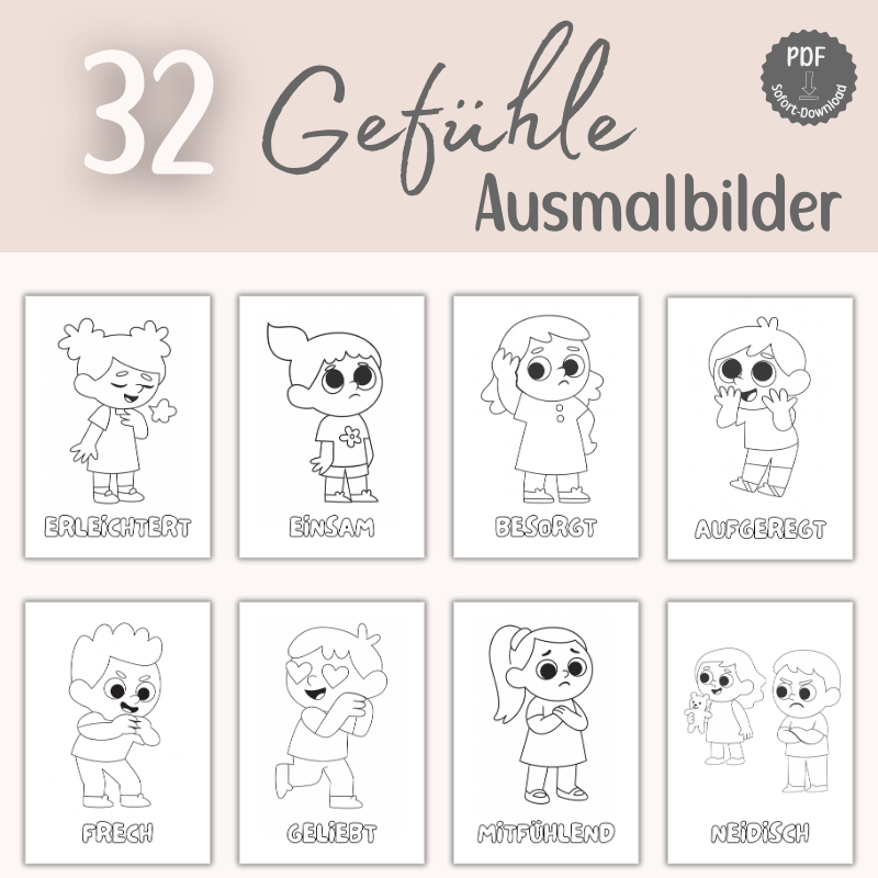 Gefühle Ausmalbilder für Kinder | PDF Download