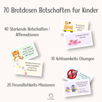 Verschiedene Brotosen Nachrichten: Affiramtionen, Mindfulness, und Freundlichkeit