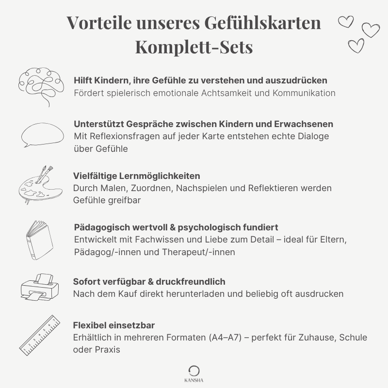 Gefühlskarten Komplett-Set – 32 Gefühle spielerisch entdecken (6-8 Jahre)