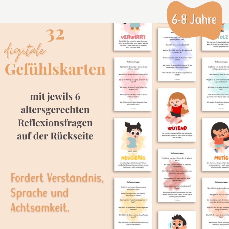 Gefühlskarten Komplett-Set – 32 Gefühle spielerisch entdecken (6-8 Jahre)