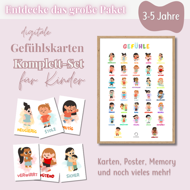 Gefühlskarten Komplett-Set – 32 Gefühle spielerisch entdecken (3-5 Jahre)