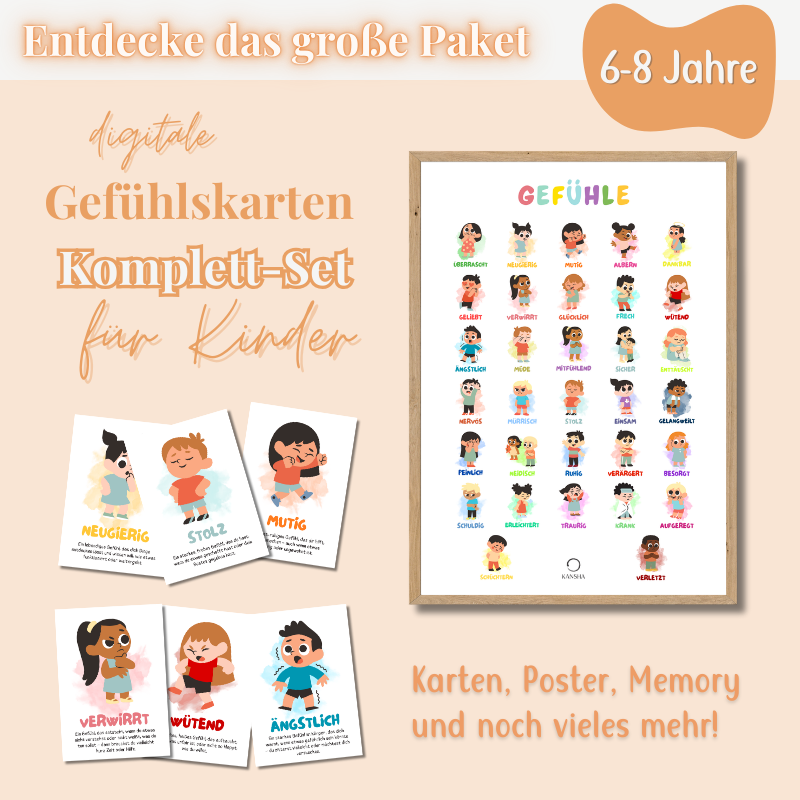 Gefühlskarten Komplett-Set – 32 Gefühle spielerisch entdecken (6-8 Jahre)