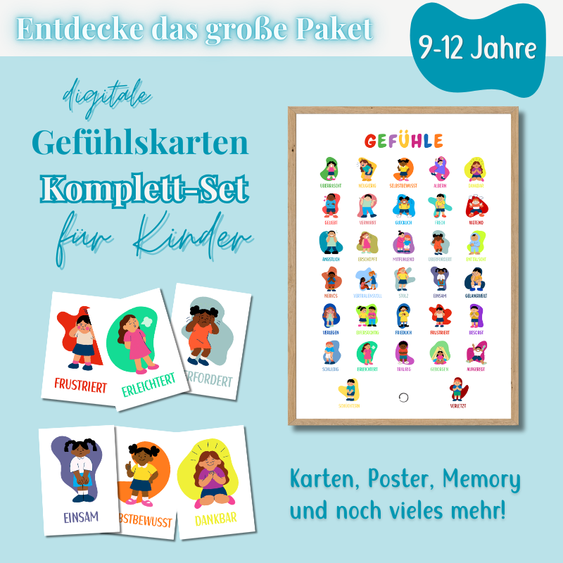 Gefühlskarten Komplett-Set – 32 Gefühle spielerisch entdecken (9-12 Jahre)