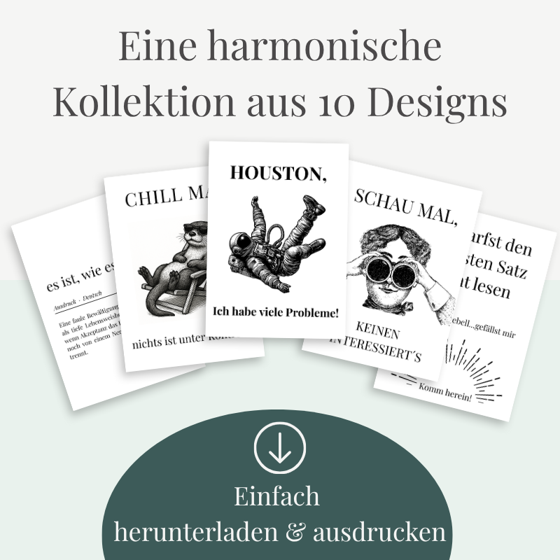 Psychologie-Humor Poster Set –  10 sarkastische Poster mit Mental Health Humor﻿