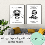 Psychologie-Humor Poster Set –  10 sarkastische Poster mit Mental Health Humor﻿