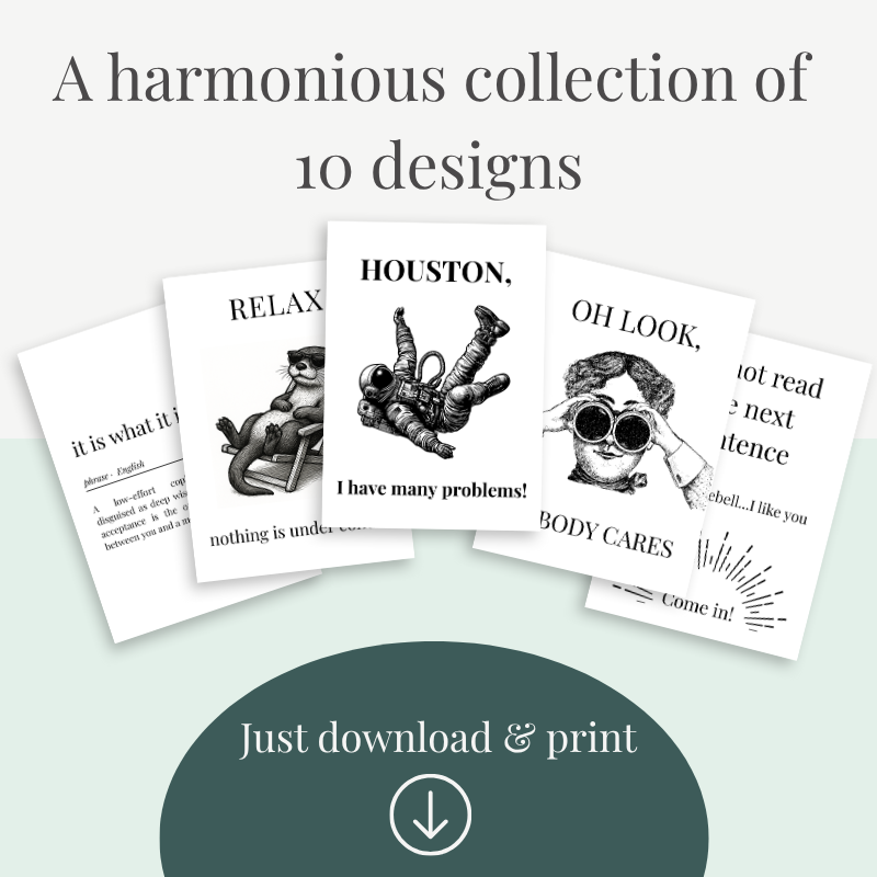 Sarcastic Psychology Poster Set - 10 Funny Wall Art Prints for Mental Health Humor