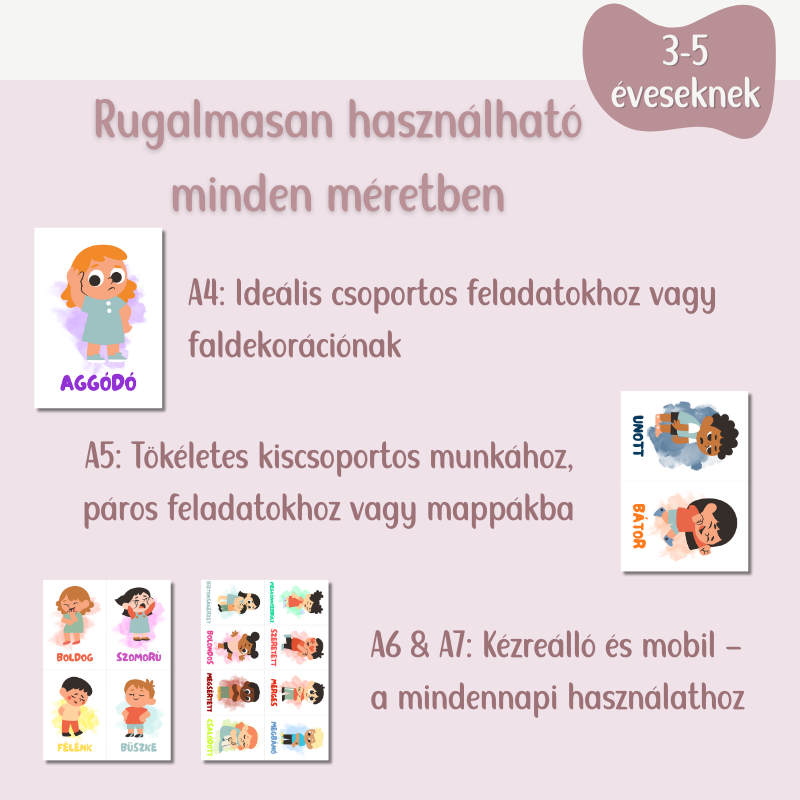 Érzelemkártyák gyerekeknek (3-5 éveseknek)