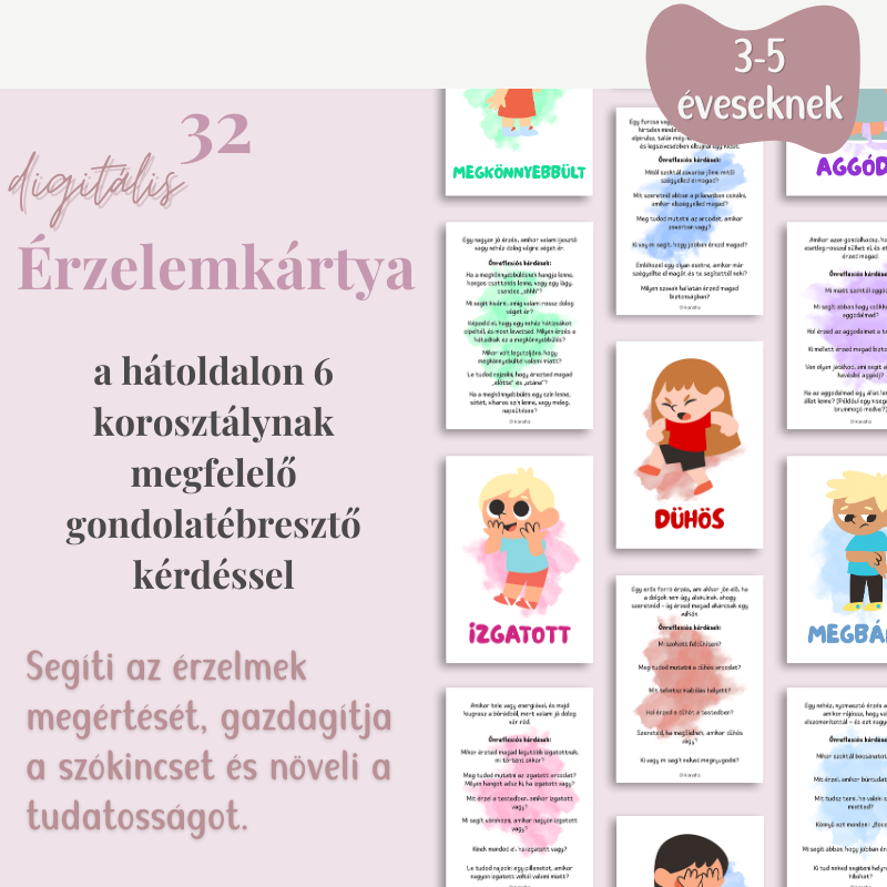 Érzelemkártyák gyerekeknek (3-5 éveseknek)