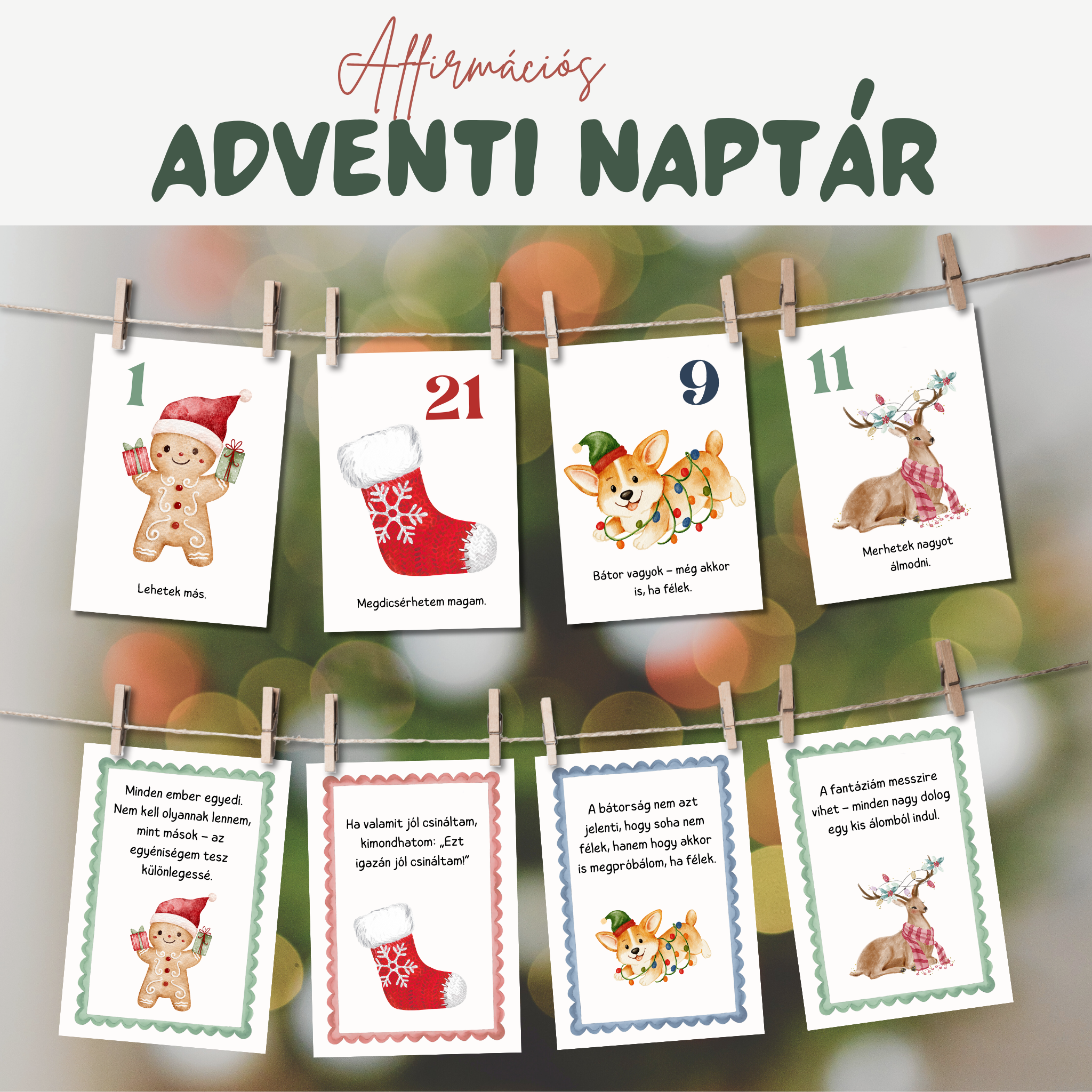 Affirmációs adventi naptár gyerekeknek – 24 nap tudatosság, önbizalom és szeretet
