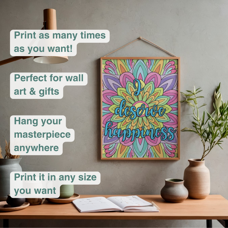 Affirmation Mandala Coloring Book: 40 Pages for Mindfulness & Positivity | PDF Download