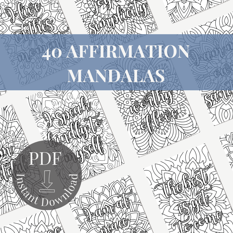Affirmation Mandala Coloring Book: 40 Pages for Mindfulness & Positivity | PDF Download