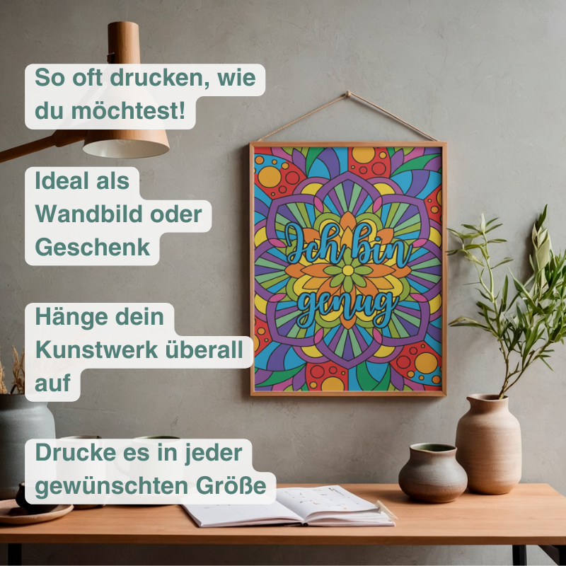 Mandala-Affirmationen Ausmalbuch: 40 Seiten für Achtsamkeit & Positivität | PDF Download