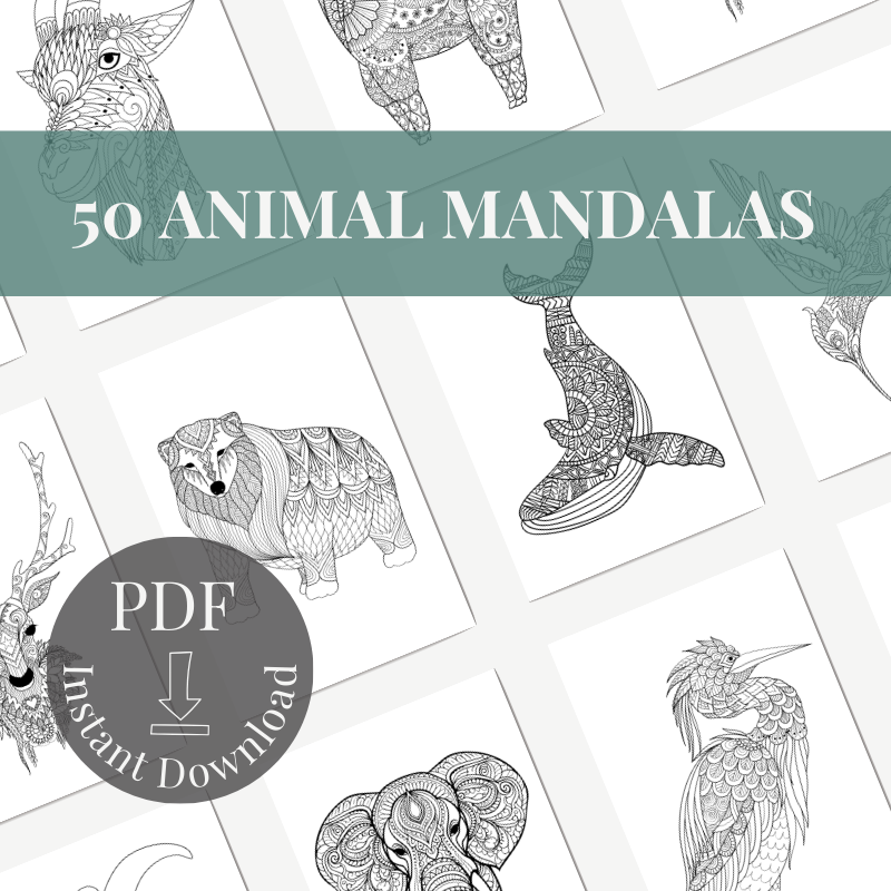 Animal Mandalas – Mindful Coloring Book for Calm & Focus | PDF Download