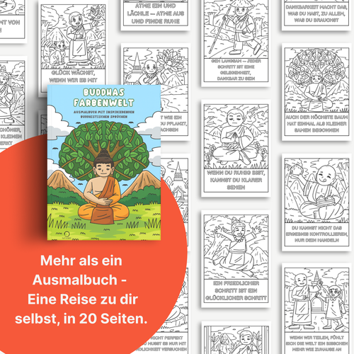 Beispielseiten aus dem buddhisstischen Ausmalbuch für Kinder