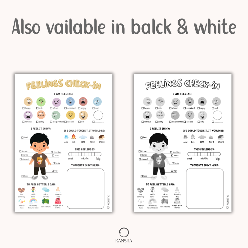 Daily Feelings Check-In Worksheet for Kids (Ages 6–12) – Mindfulness & Emotional Regulation Tool | PDF Download
