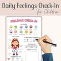 Daily Feelings Check-In Worksheet for Kids (Ages 6–12) – Mindfulness & Emotional Regulation Tool | PDF Download