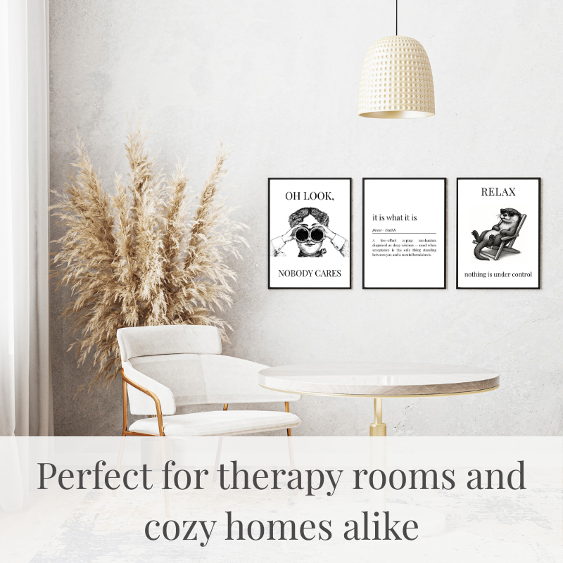 Funny psychology poster hanging on the wall in a modern room