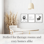 Funny psychology poster hanging on the wall in a modern room