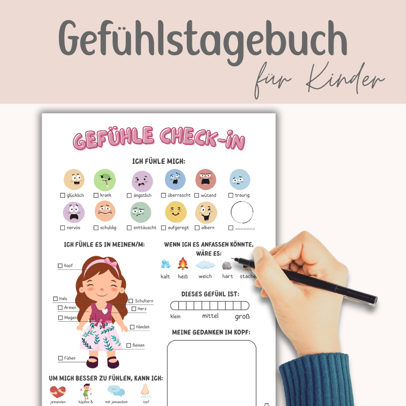 Gefühle Check-in Arbeitsblatt für Kinder (6–12 Jahre) – Achtsamkeit & Emotionale Regulation | PDF Download