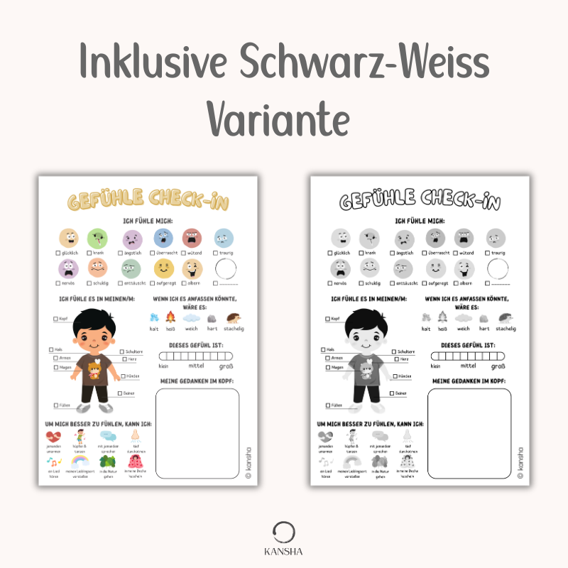 Gefühle Check-in Arbeitsblatt für Kinder (6–12 Jahre) – Achtsamkeit & Emotionale Regulation | PDF Download