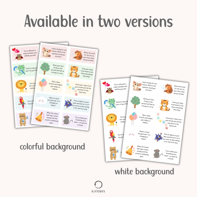 Colorful and printer-friendly versions of lunchbox notes for children
