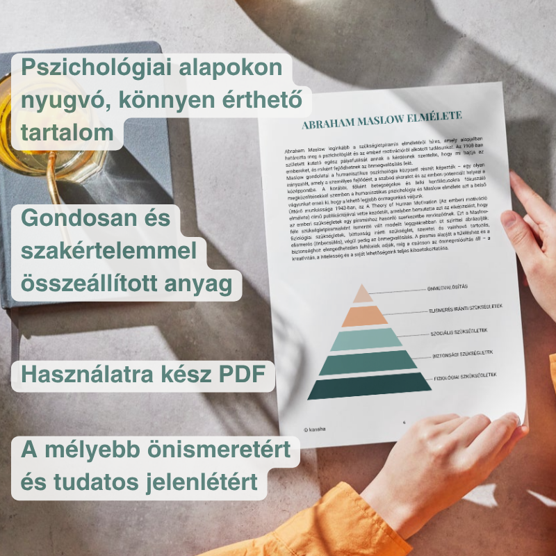 Egy nő a Maslow szükségletpiramisa önsegítő terápiás munkafüzet egyik oldalát olvassa
