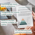 a woman is reading a page from the self-help maslows pyramide workbook