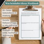 Eine Seite mit Reflexionsfragen aus dem Maslow Bedürfnispyramide Selbsthilfe Workbook 
