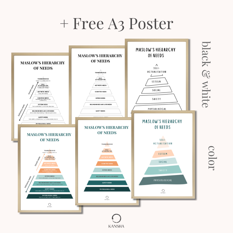 Different posters with the Maslows Pyramide of Needs