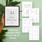 44 positive Umdeutungen gezeigt in verschiedenen Formaten (A4-A7)