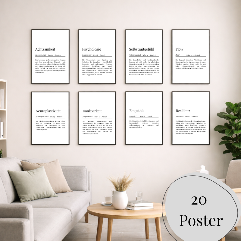 Psychologie & Mental-Health Begriffe – 20 Definitionsposter | PDF Download
