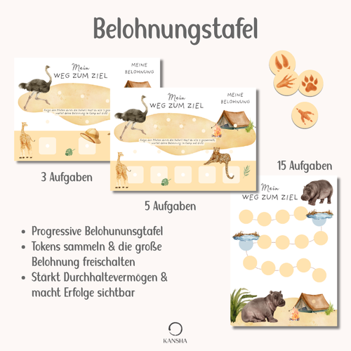 Belohnungstafel & Token-System für Kinder – Safari | PDF Download
