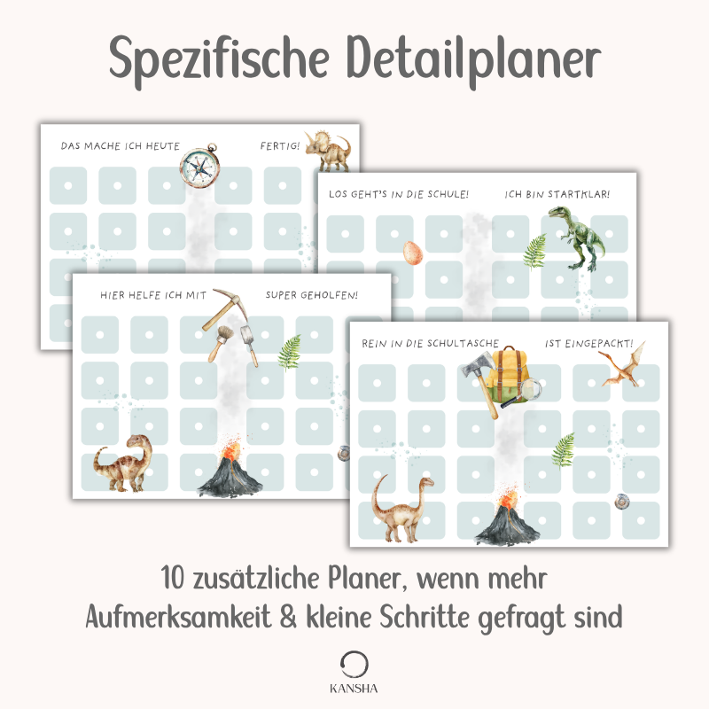 Routineplaner für Kinder – Dinosaurier | Großes Planer- & Karten-Set | PDF Download