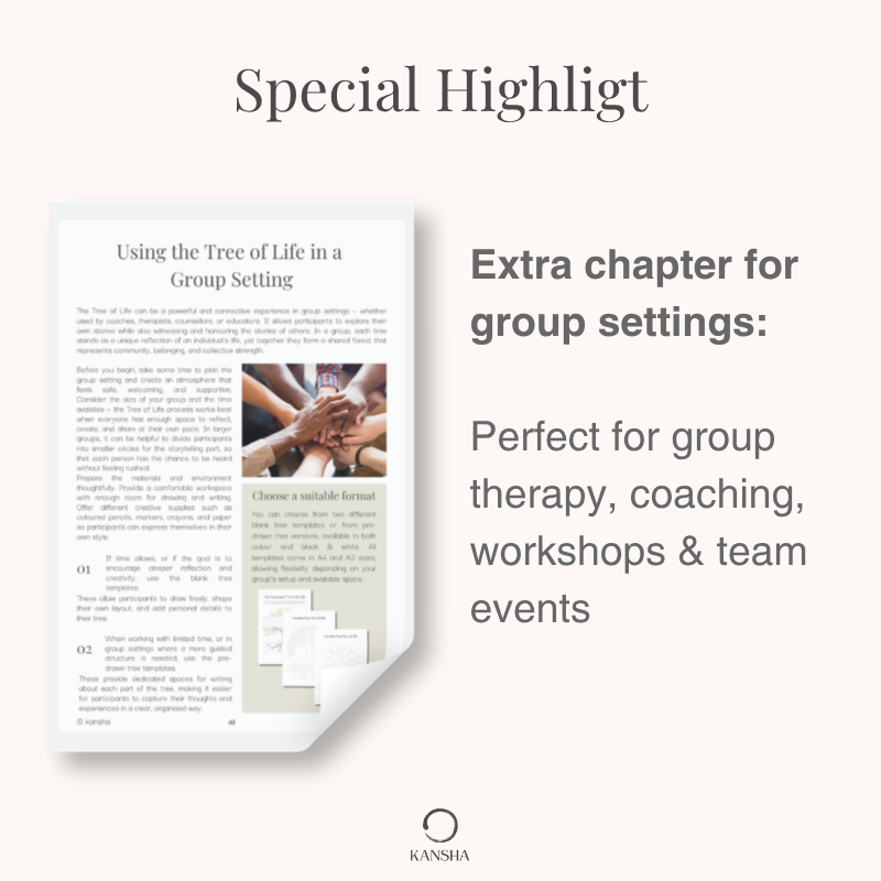 A page from the chapter "Group Setting" from the tree of life workbook for adults