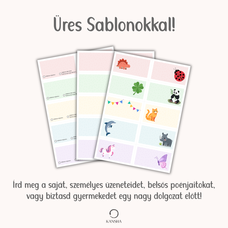 Üres sablonok uzsonnásdoboz üzenetekhez szülőknek